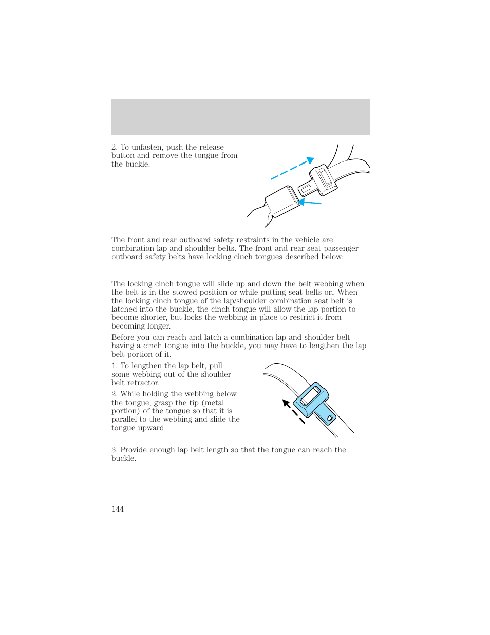 Seating and safety restraints | FORD 2002 Windstar v.2 User Manual | Page 144 / 288