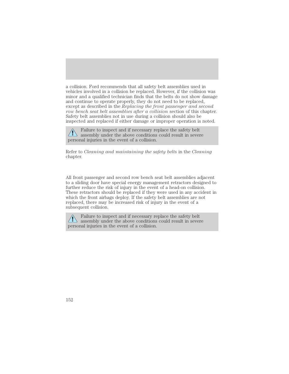 Seating and safety restraints | FORD 2002 Windstar v.2 User Manual | Page 152 / 288