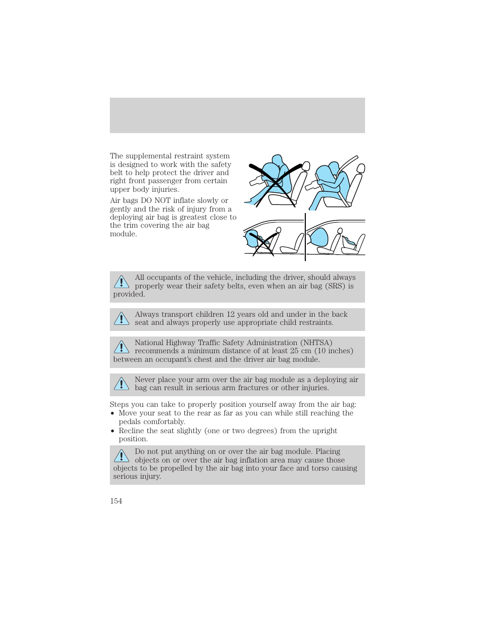 Seating and safety restraints | FORD 2002 Windstar v.2 User Manual | Page 154 / 288