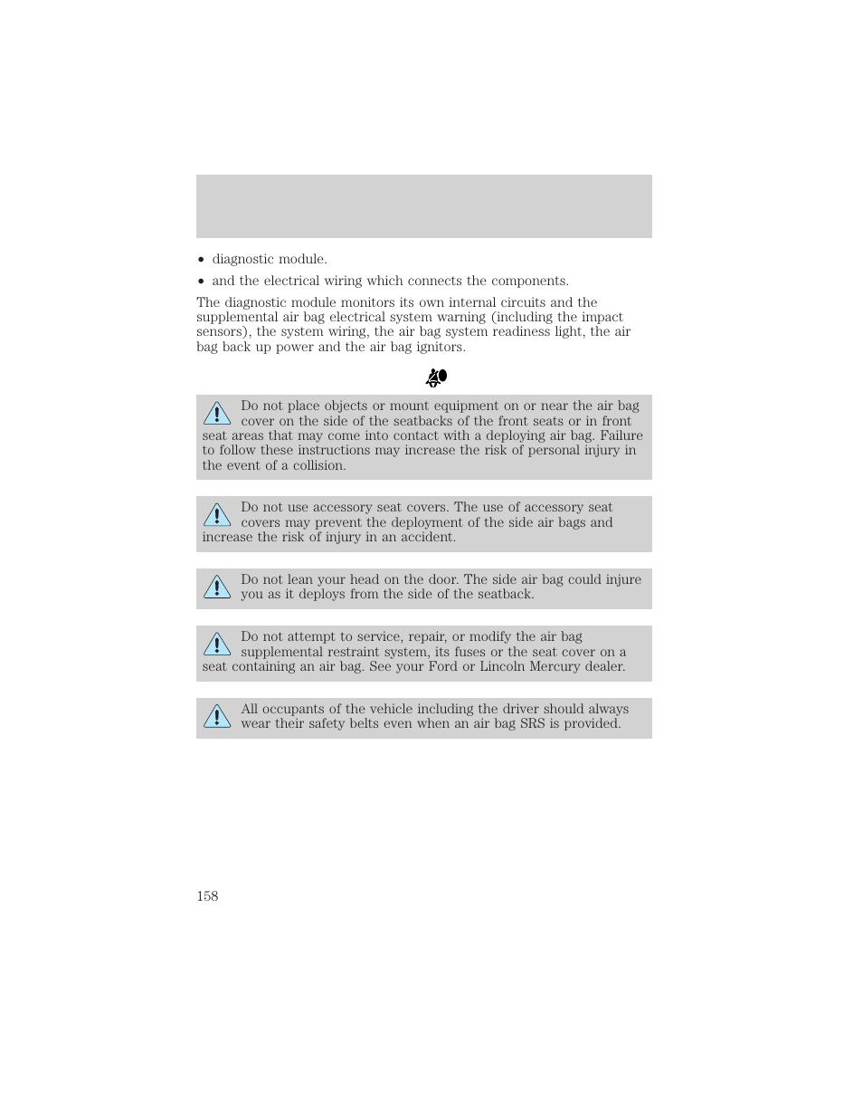 Seating and safety restraints | FORD 2002 Windstar v.2 User Manual | Page 158 / 288