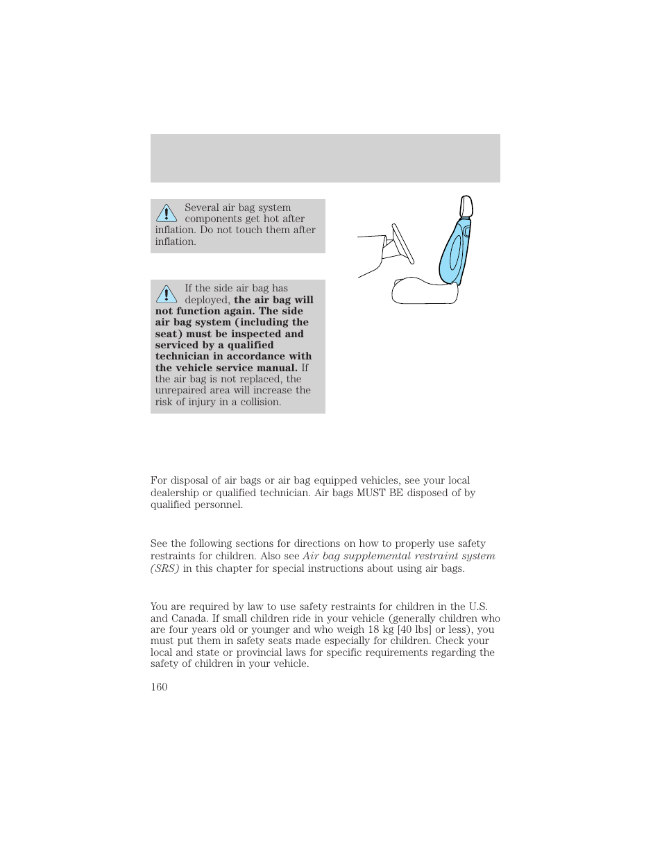 Seating and safety restraints | FORD 2002 Windstar v.2 User Manual | Page 160 / 288