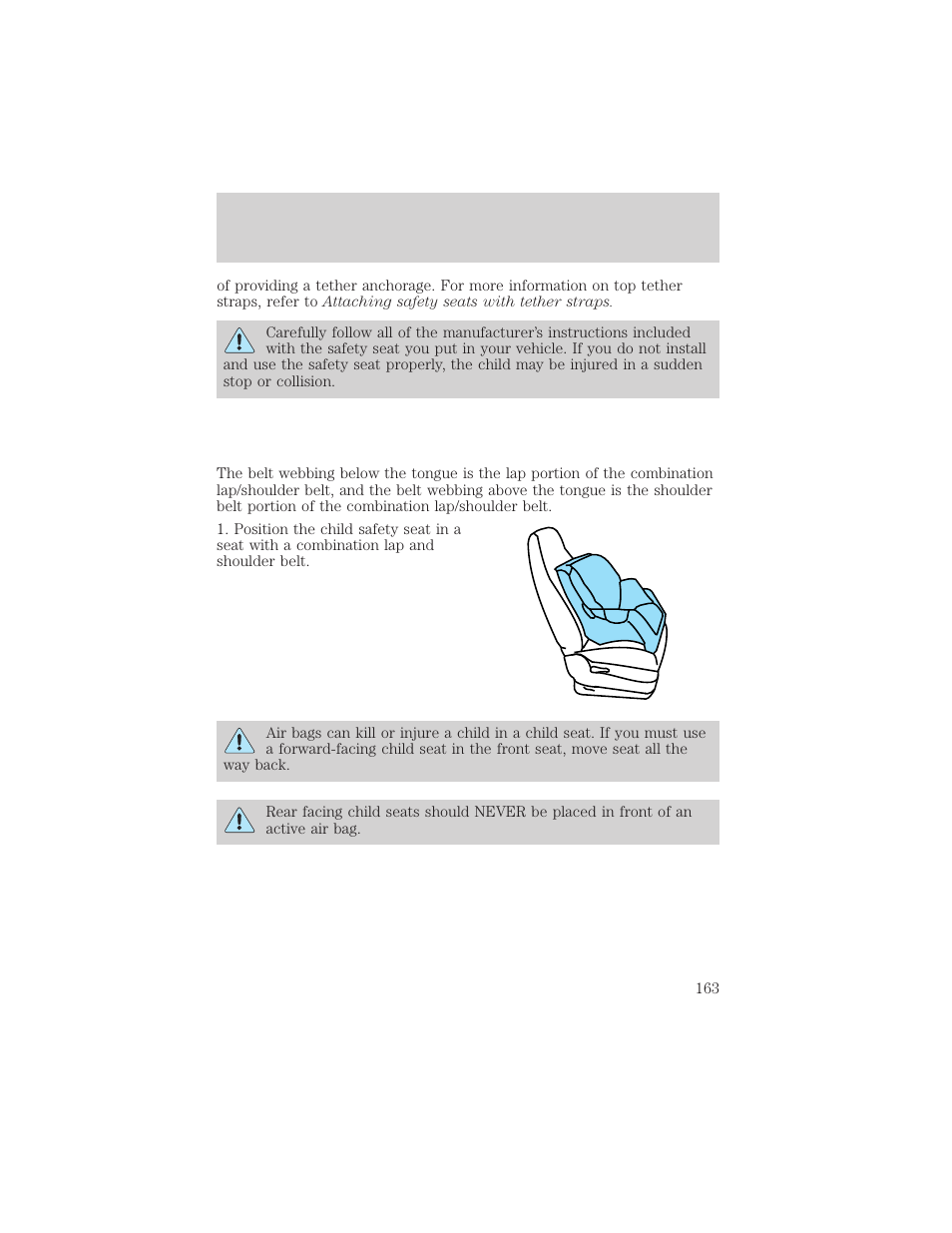 Seating and safety restraints | FORD 2002 Windstar v.2 User Manual | Page 163 / 288