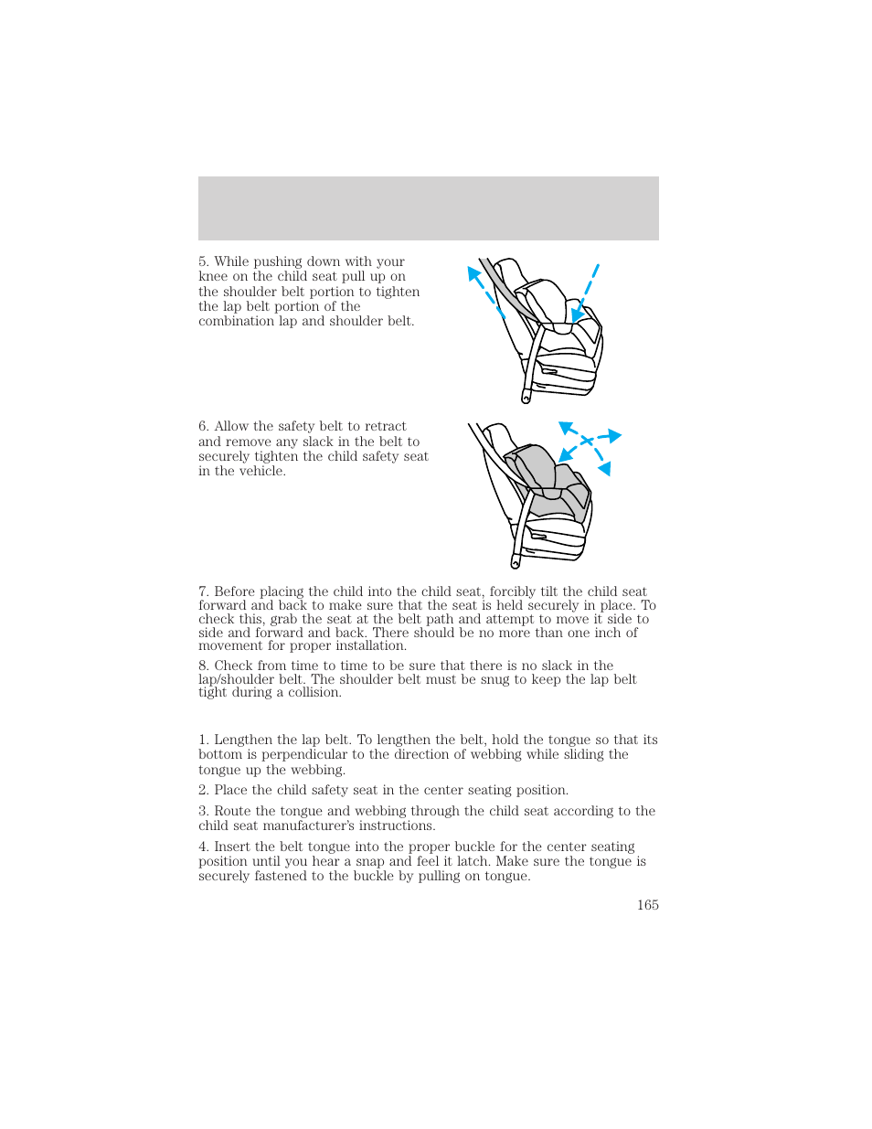 Seating and safety restraints | FORD 2002 Windstar v.2 User Manual | Page 165 / 288