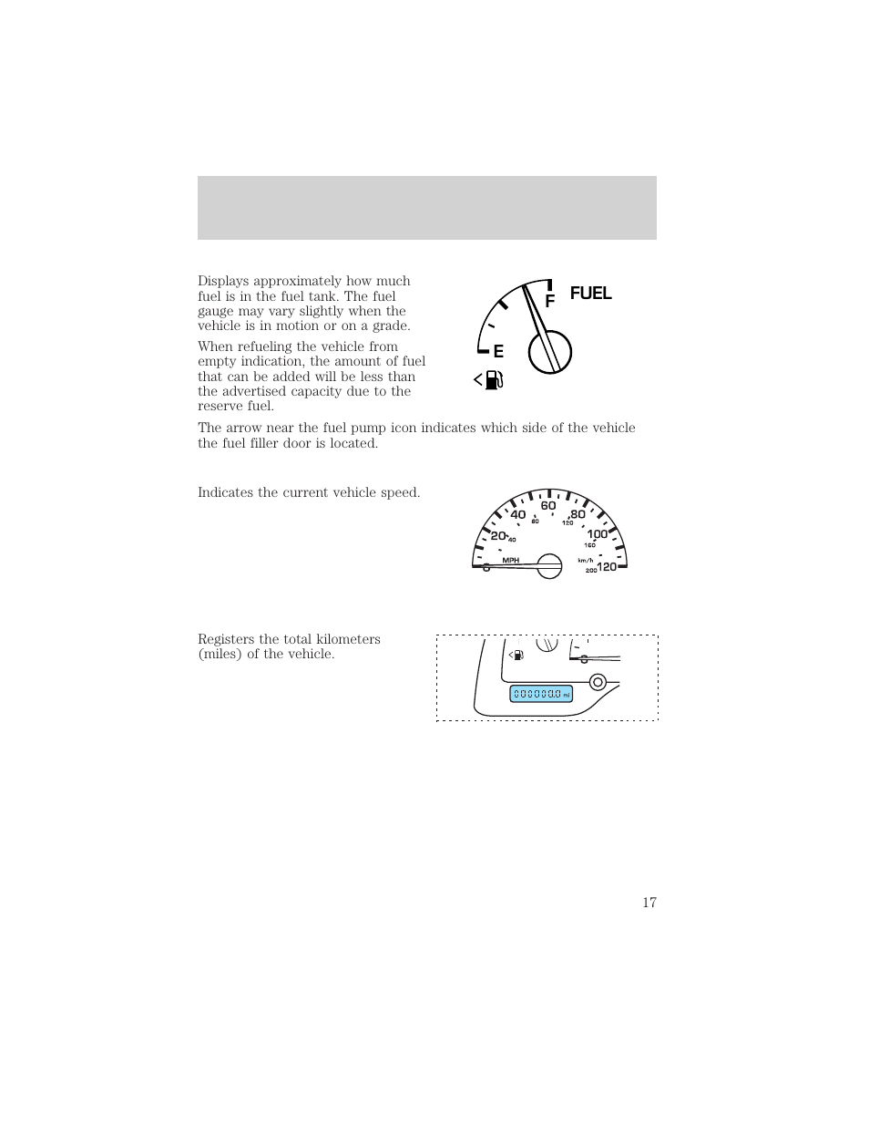 Instrument cluster | FORD 2002 Windstar v.2 User Manual | Page 17 / 288