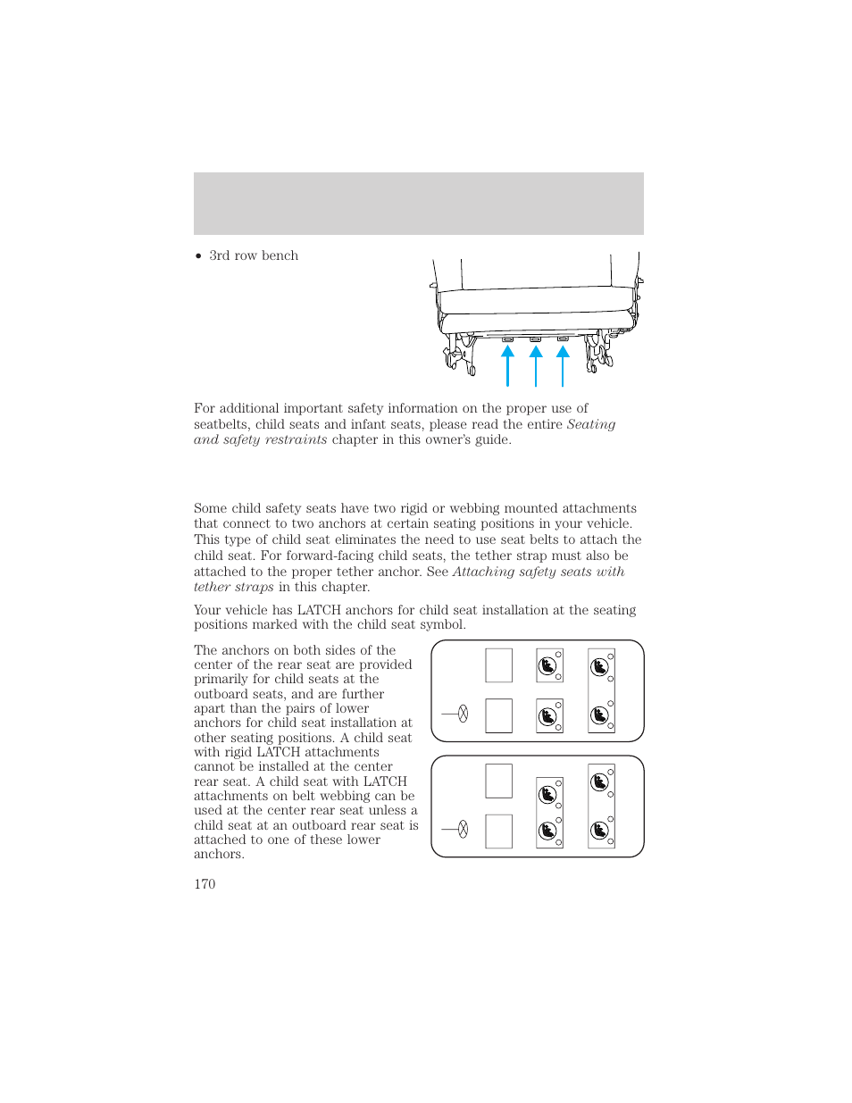 Seating and safety restraints | FORD 2002 Windstar v.2 User Manual | Page 170 / 288