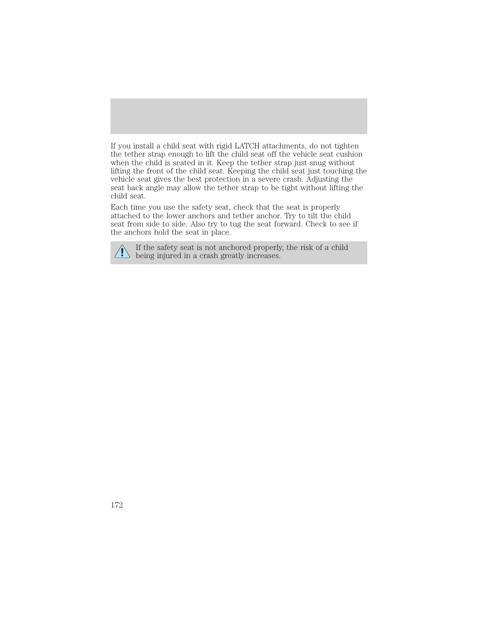 Seating and safety restraints | FORD 2002 Windstar v.2 User Manual | Page 172 / 288