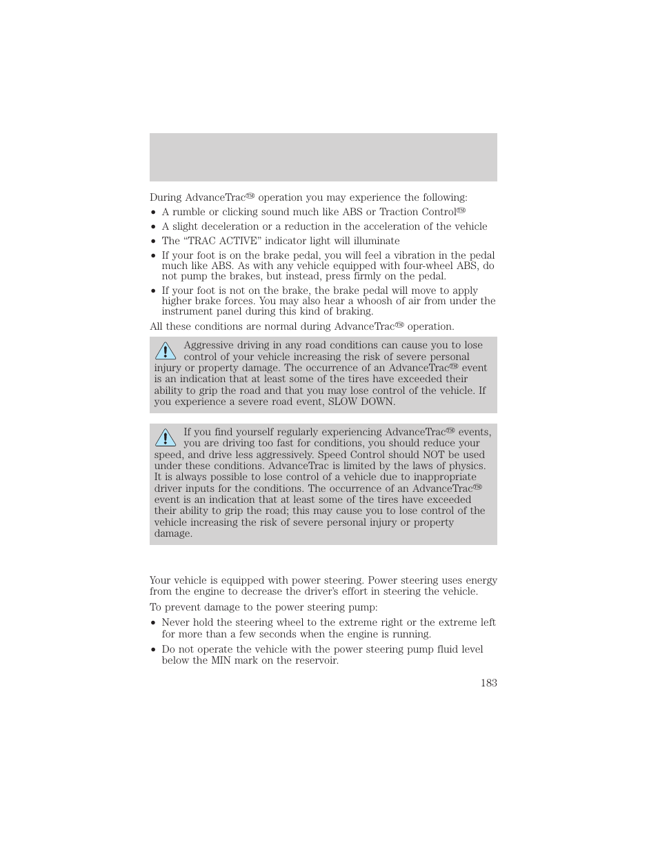 Driving | FORD 2002 Windstar v.2 User Manual | Page 183 / 288
