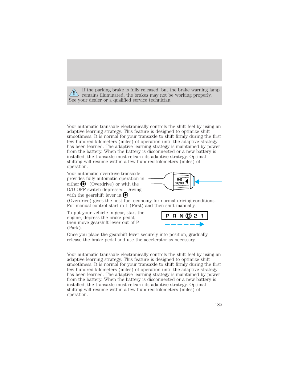 Driving | FORD 2002 Windstar v.2 User Manual | Page 185 / 288