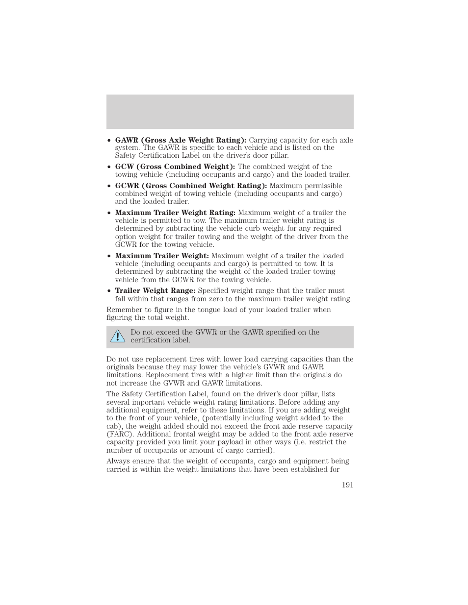 Driving | FORD 2002 Windstar v.2 User Manual | Page 191 / 288