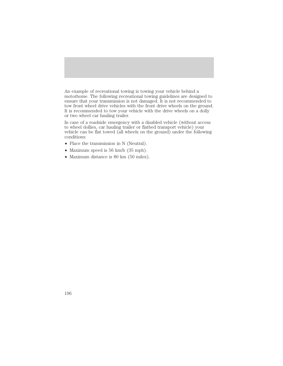Driving | FORD 2002 Windstar v.2 User Manual | Page 196 / 288