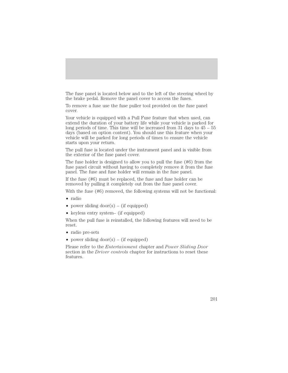 Roadside emergencies | FORD 2002 Windstar v.2 User Manual | Page 201 / 288