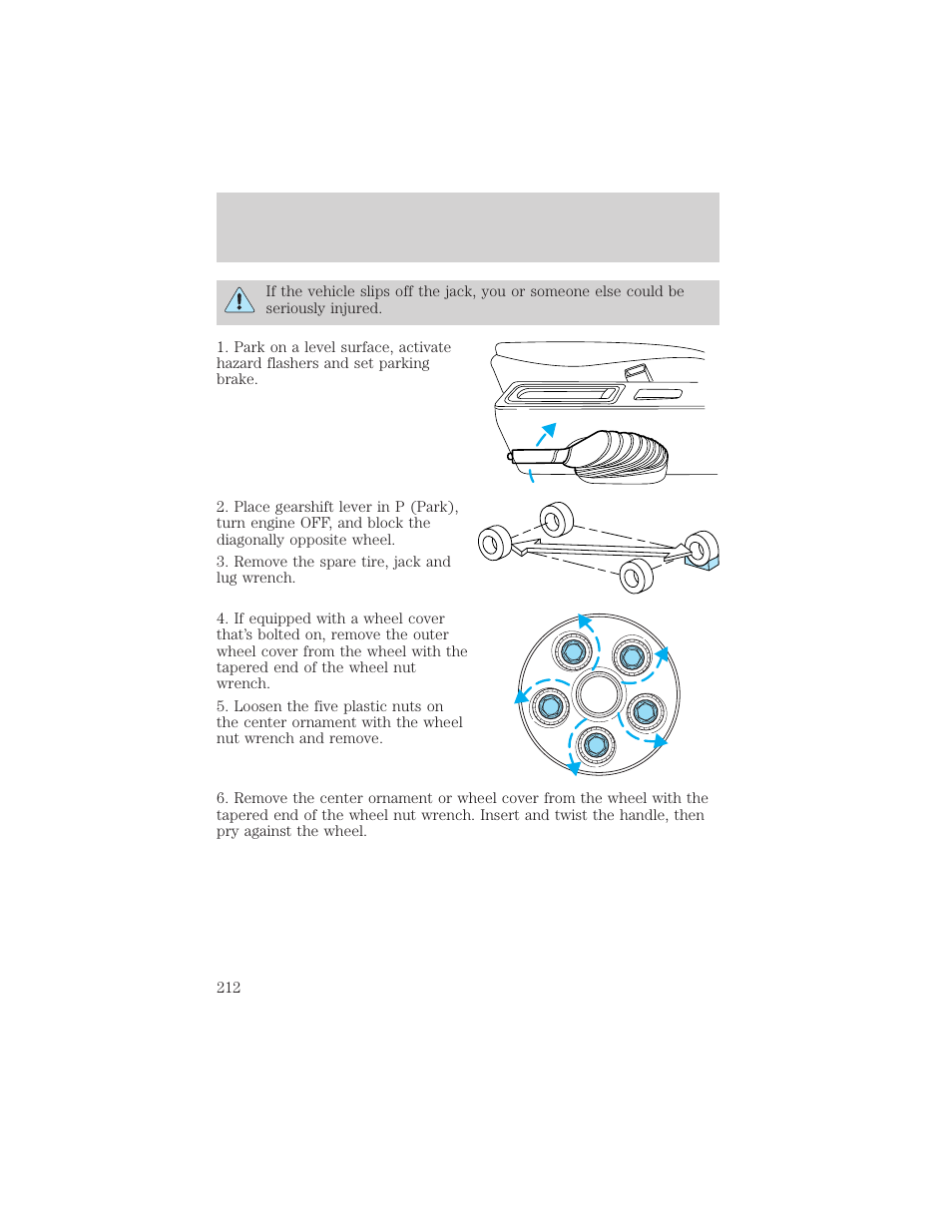 Roadside emergencies | FORD 2002 Windstar v.2 User Manual | Page 212 / 288