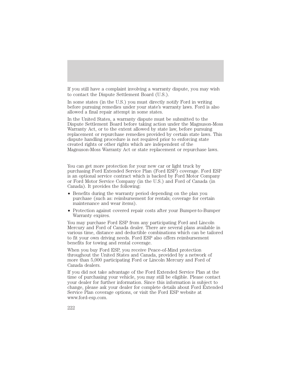 Customer assistance | FORD 2002 Windstar v.2 User Manual | Page 222 / 288