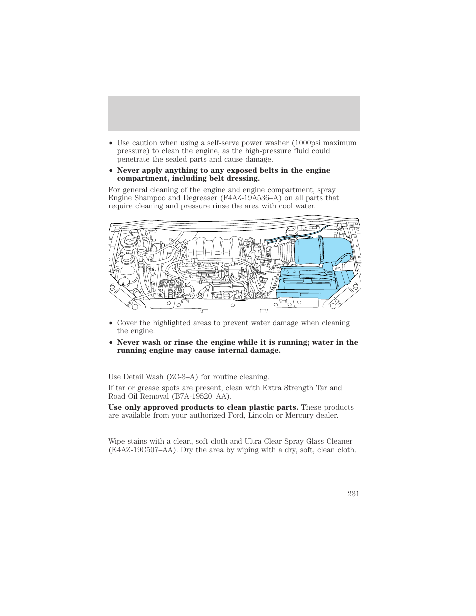 Cleaning | FORD 2002 Windstar v.2 User Manual | Page 231 / 288