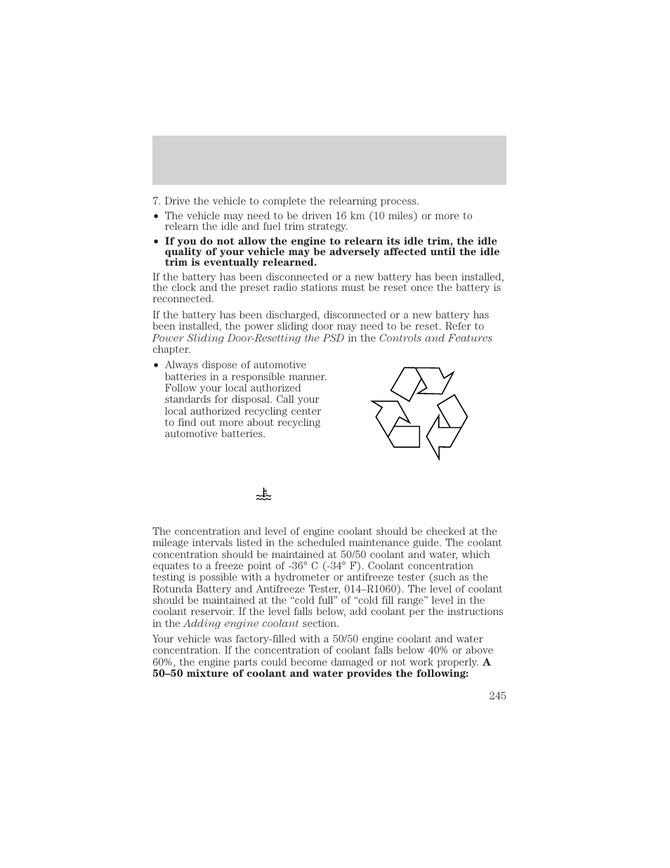 Maintenance and specifications | FORD 2002 Windstar v.2 User Manual | Page 245 / 288