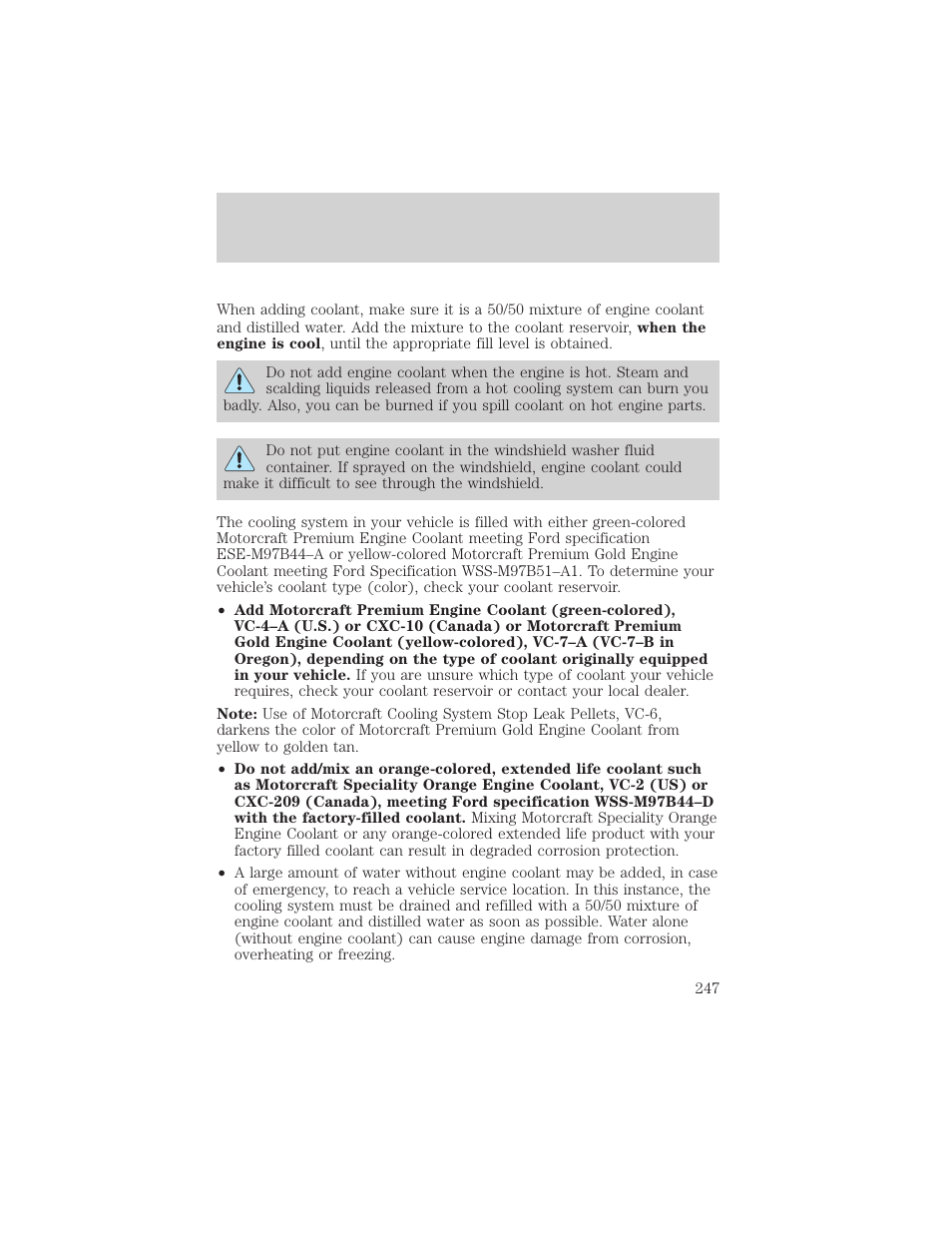 Maintenance and specifications | FORD 2002 Windstar v.2 User Manual | Page 247 / 288