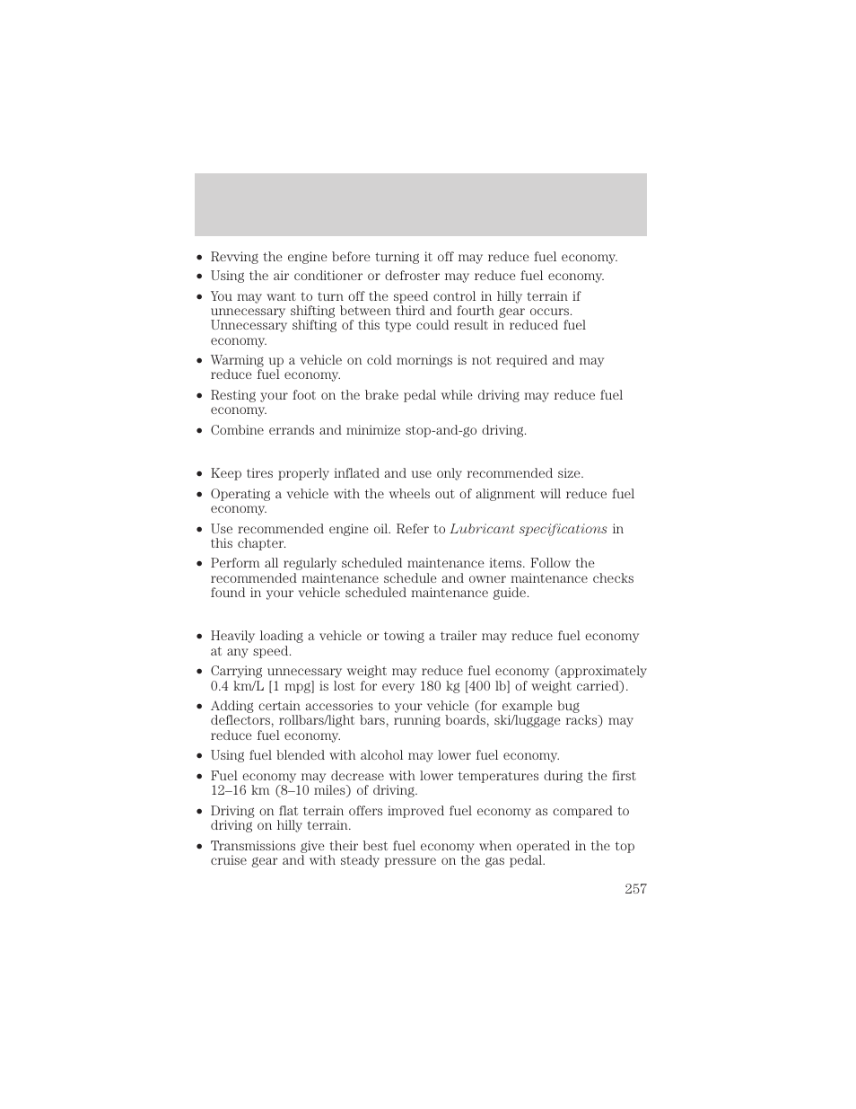 Maintenance and specifications | FORD 2002 Windstar v.2 User Manual | Page 257 / 288