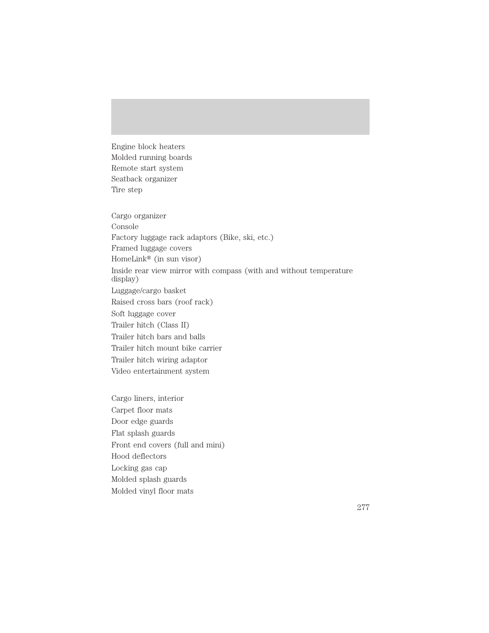 Accessories | FORD 2002 Windstar v.2 User Manual | Page 277 / 288