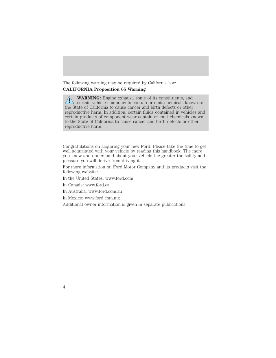 Introduction | FORD 2002 Windstar v.2 User Manual | Page 4 / 288