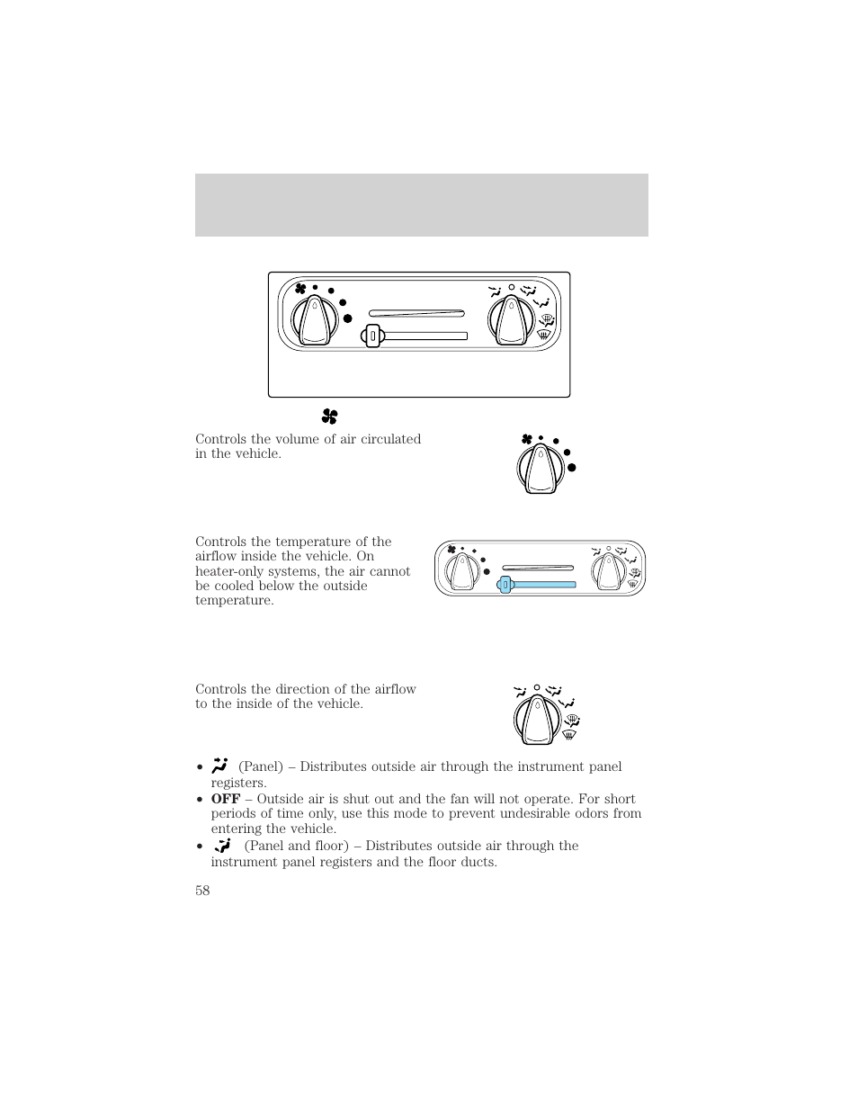 Climate controls | FORD 2002 Windstar v.2 User Manual | Page 58 / 288