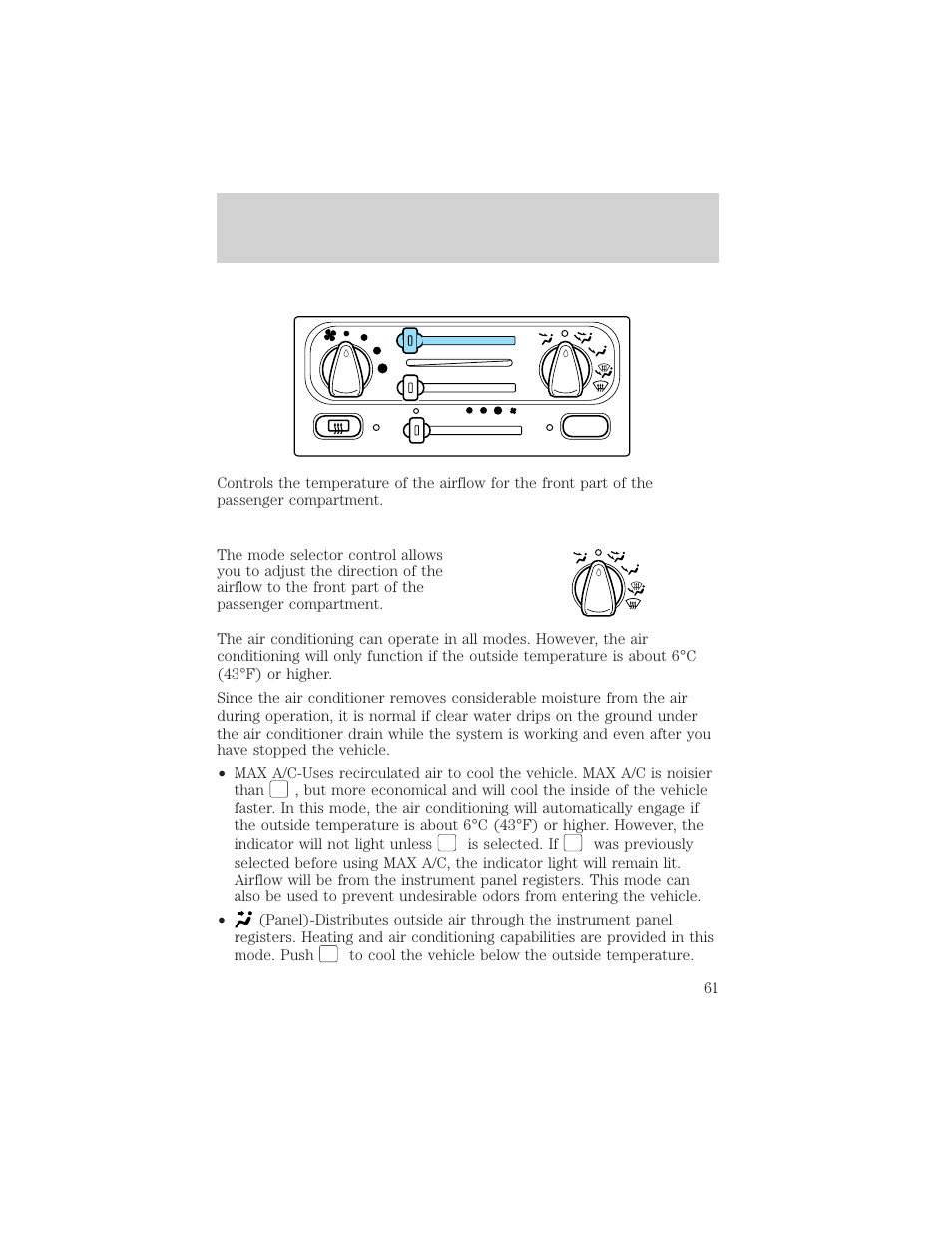 Climate controls | FORD 2002 Windstar v.2 User Manual | Page 61 / 288