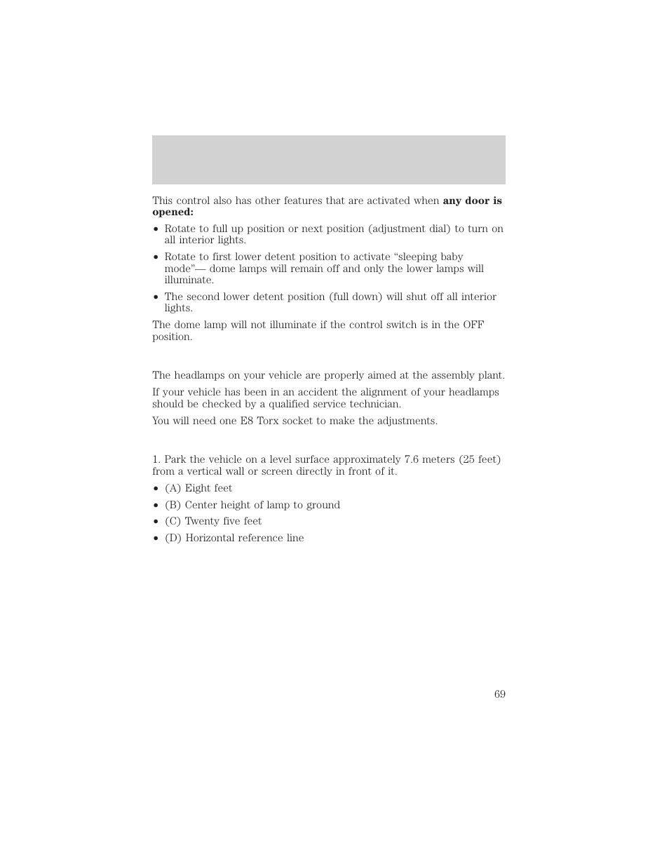 Lights | FORD 2002 Windstar v.2 User Manual | Page 69 / 288