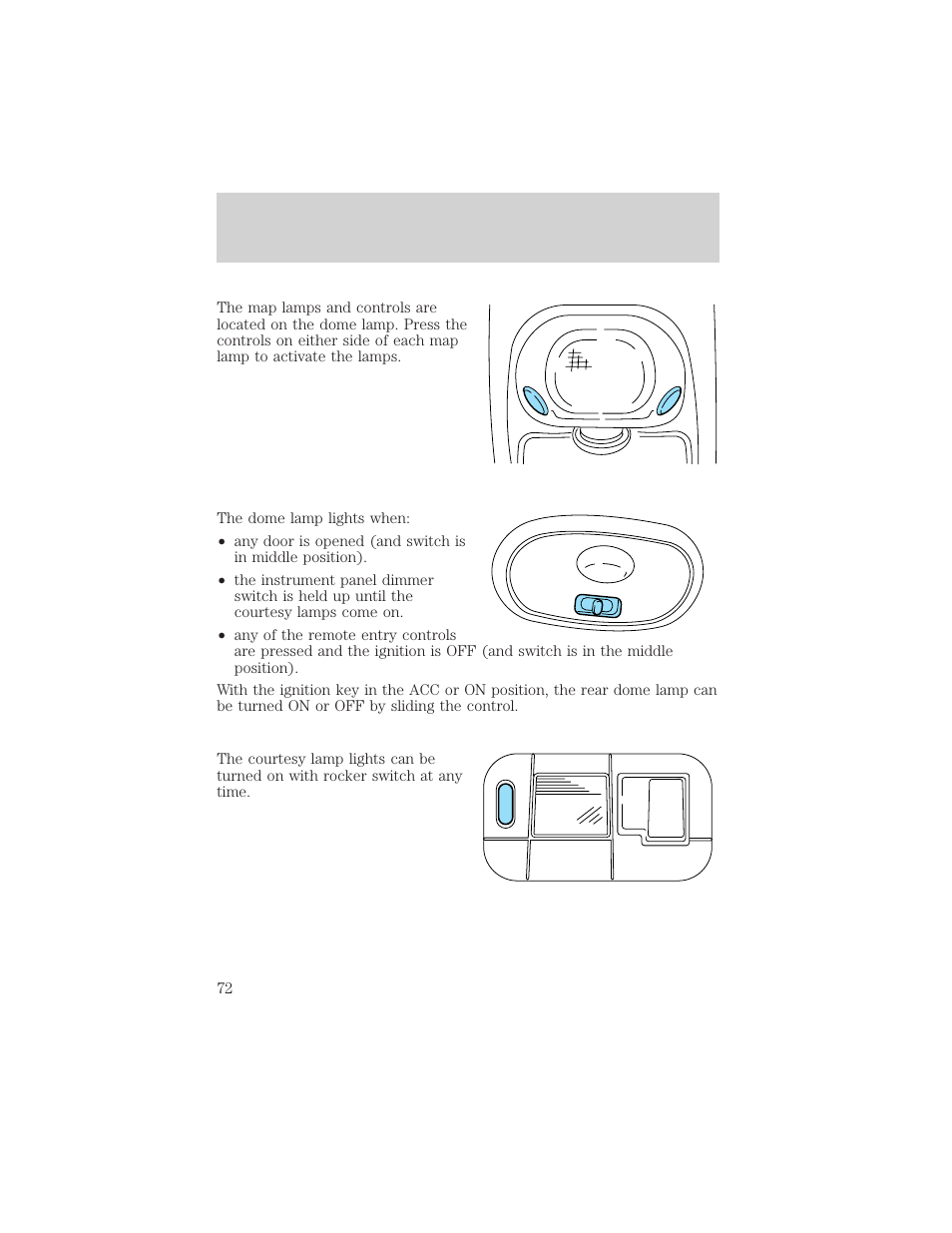 Lights | FORD 2002 Windstar v.2 User Manual | Page 72 / 288