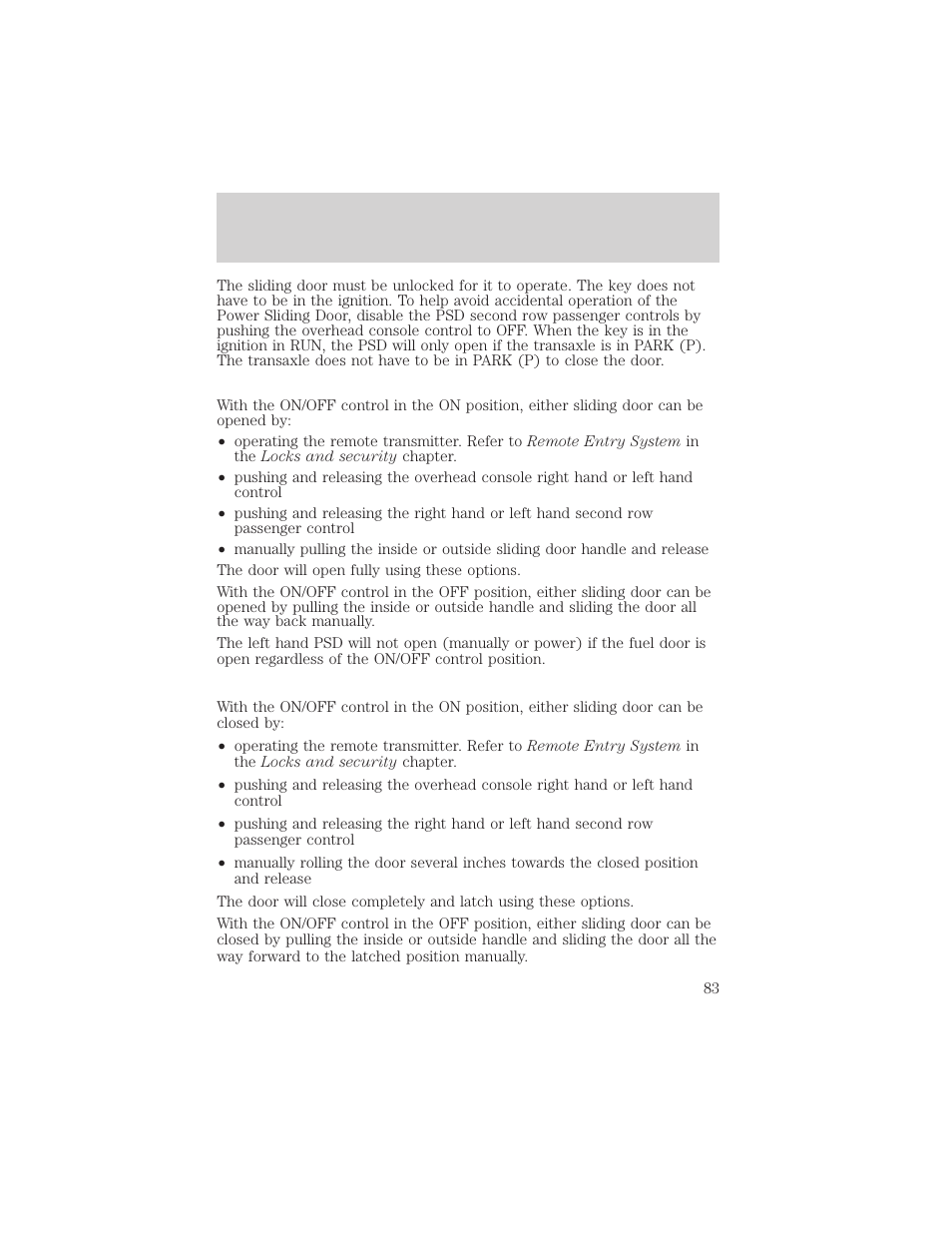 Driver controls | FORD 2002 Windstar v.2 User Manual | Page 83 / 288