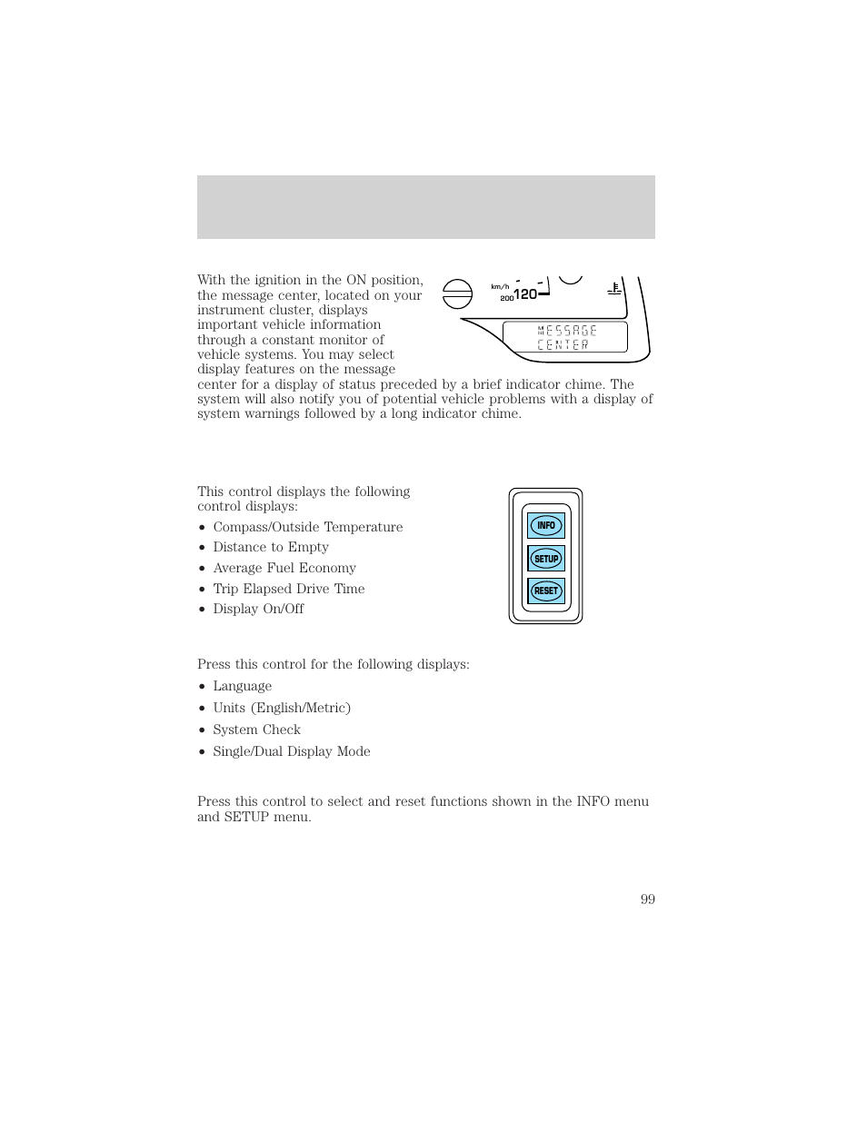 Driver controls | FORD 2002 Windstar v.2 User Manual | Page 99 / 288