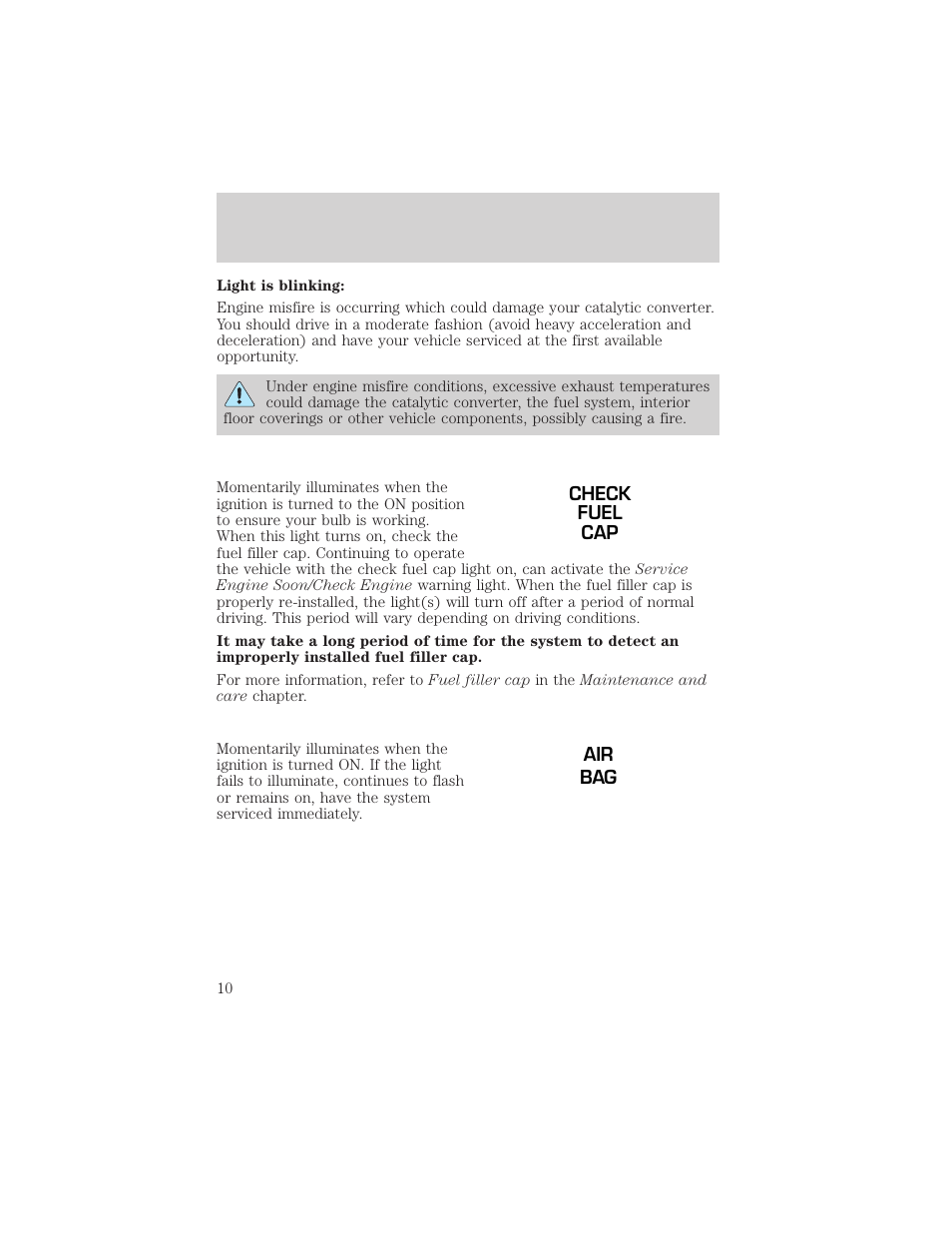 Instrumentation | FORD 2001 Crown Victoria User Manual | Page 10 / 248