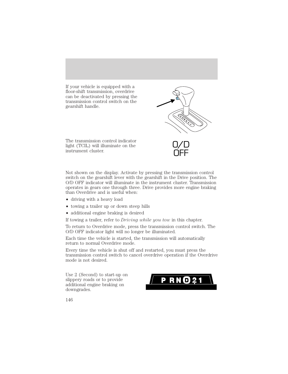 O/d off | FORD 2001 Crown Victoria User Manual | Page 146 / 248