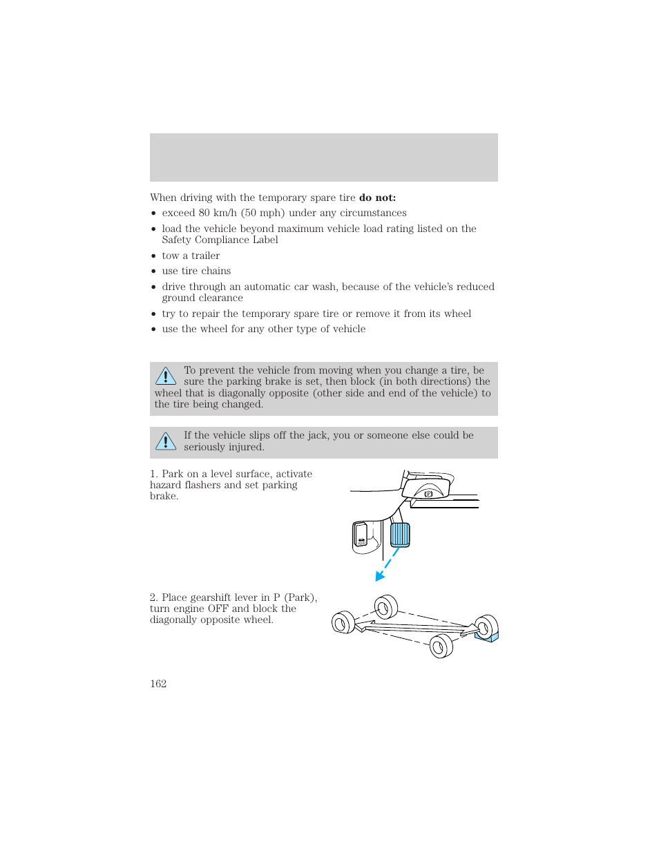 Roadside emergencies | FORD 2001 Crown Victoria User Manual | Page 162 / 248