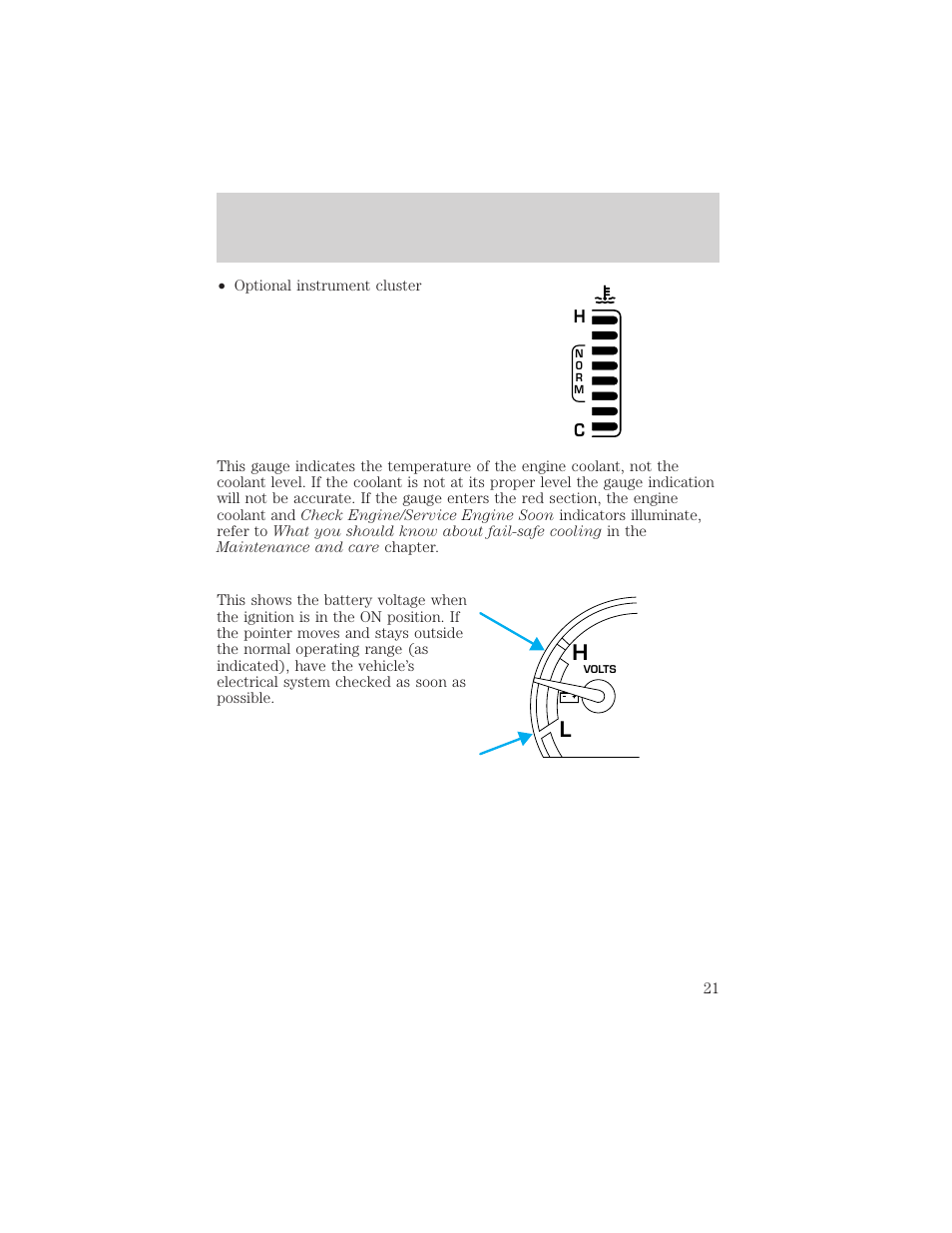 Hl instrumentation | FORD 2001 Crown Victoria User Manual | Page 21 / 248