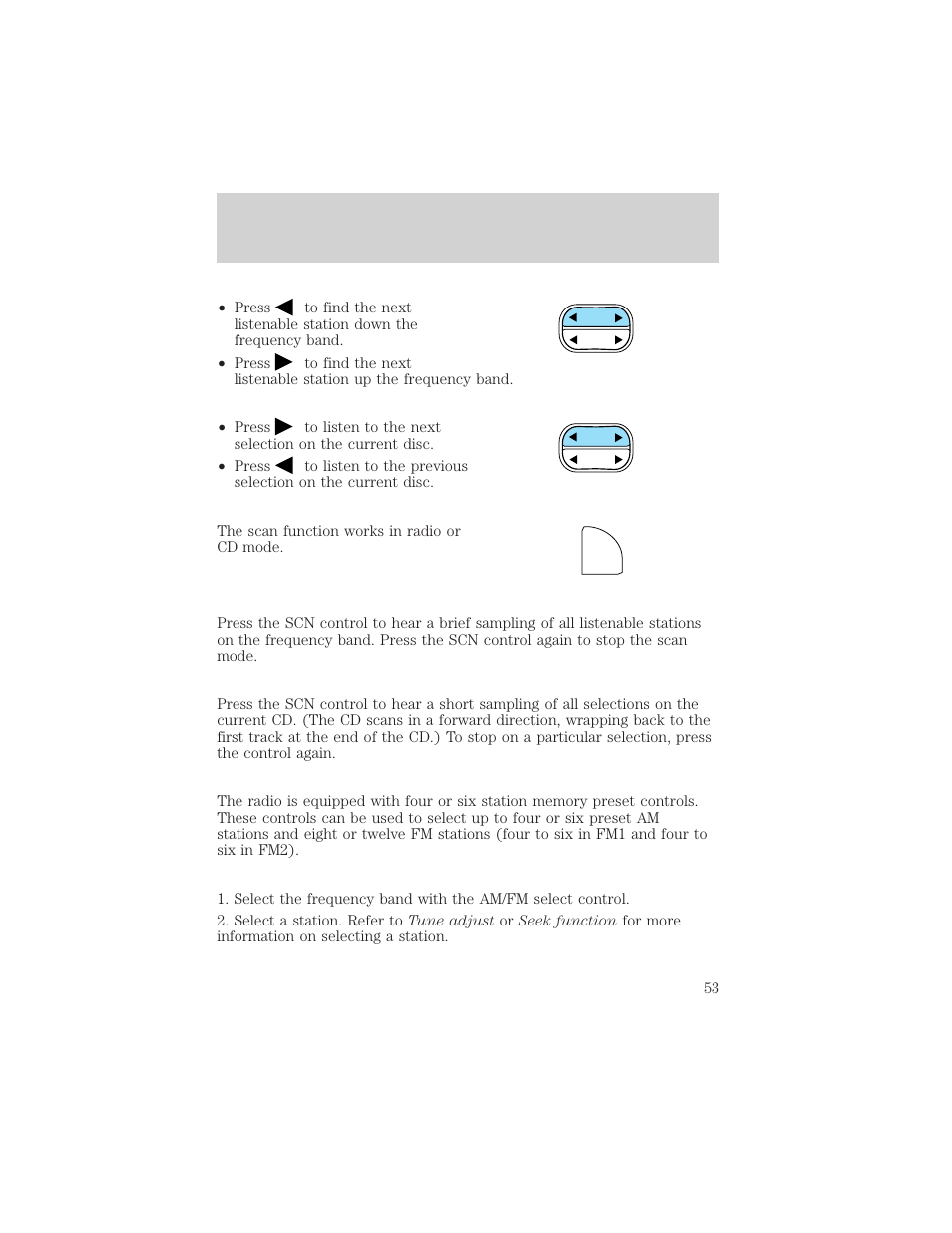 Controls and features | FORD 2001 Crown Victoria User Manual | Page 53 / 248