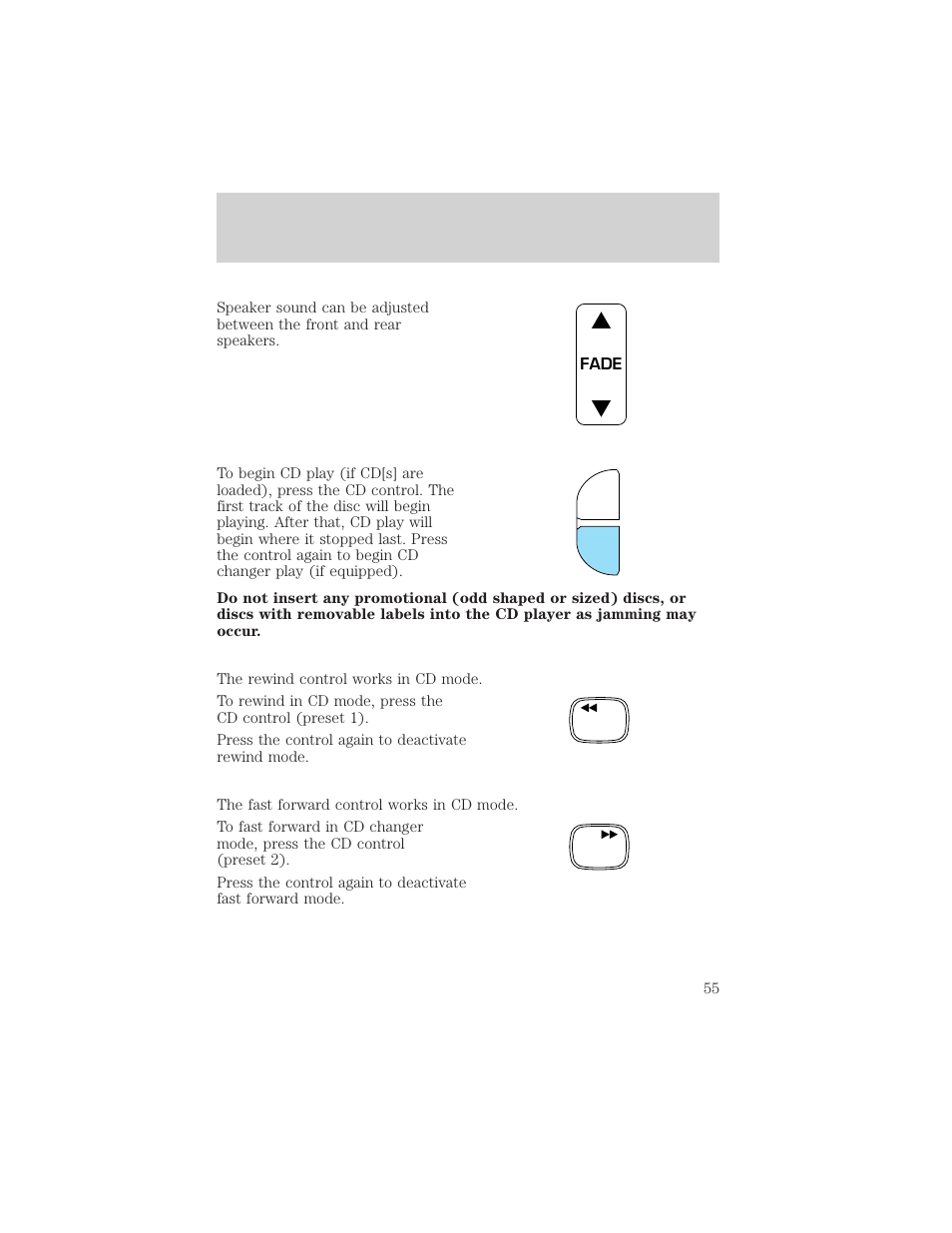 Controls and features | FORD 2001 Crown Victoria User Manual | Page 55 / 248