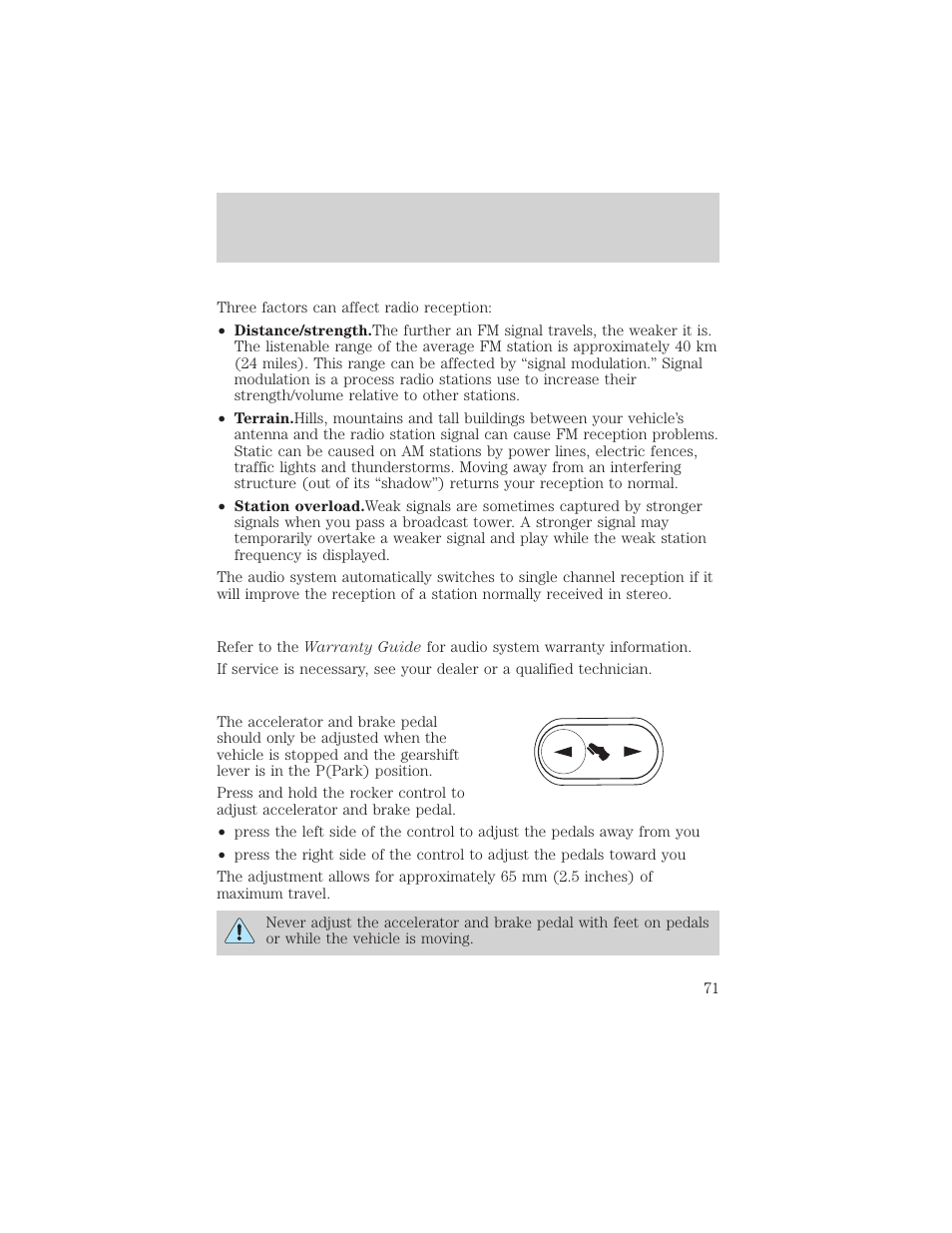 Controls and features | FORD 2001 Crown Victoria User Manual | Page 71 / 248