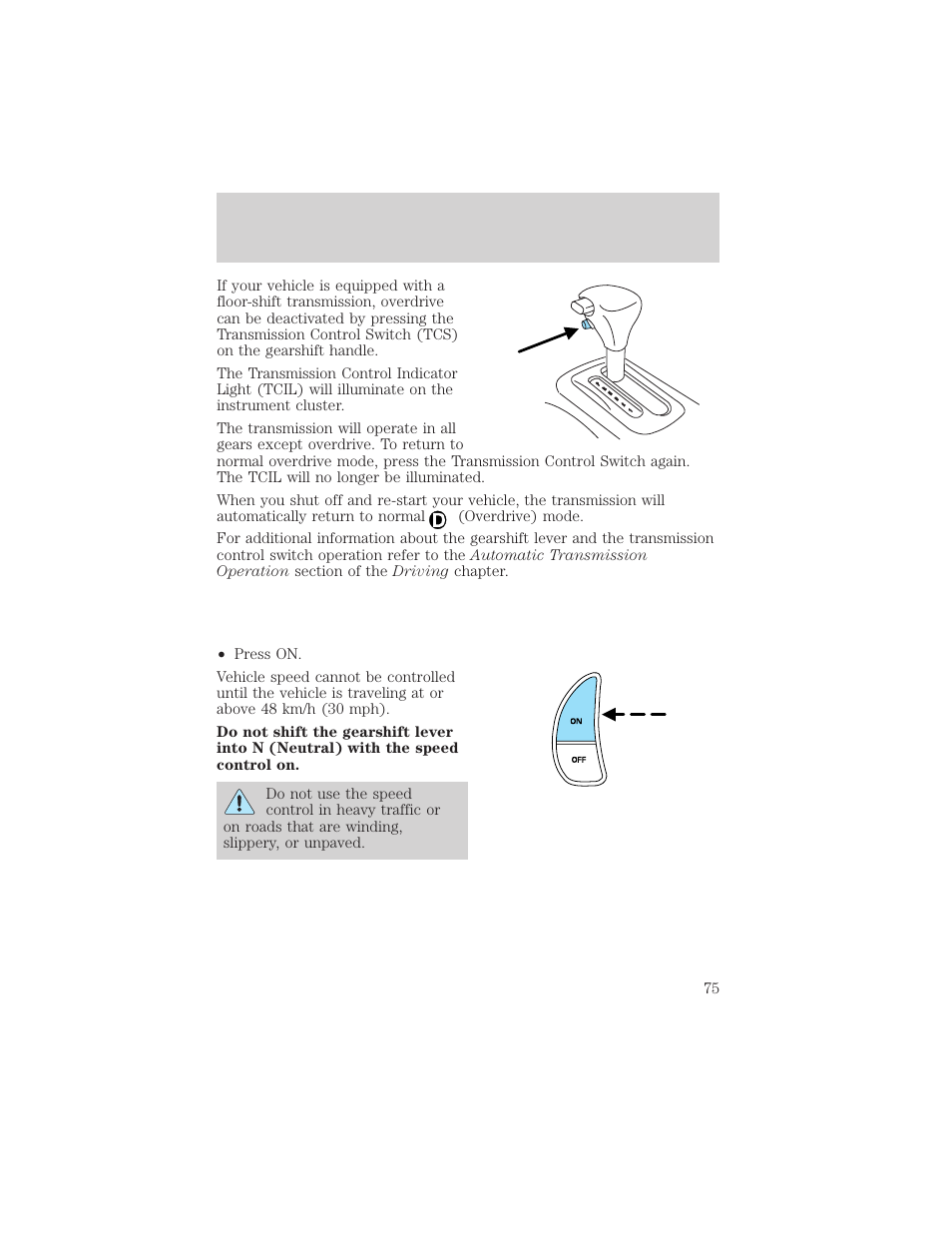 Controls and features | FORD 2001 Crown Victoria User Manual | Page 75 / 248