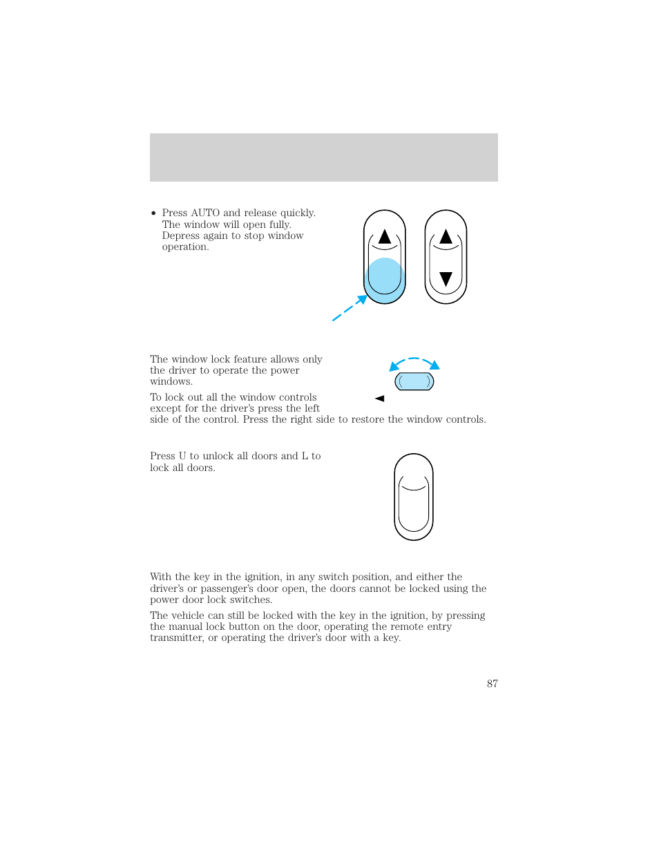 Controls and features | FORD 2001 Crown Victoria User Manual | Page 87 / 248