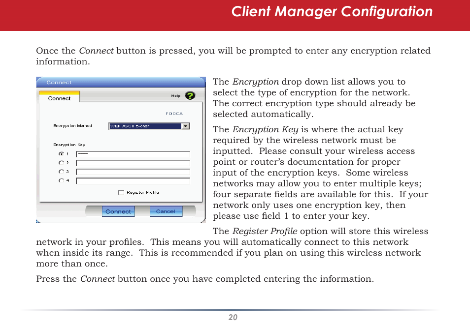 Client manager configuration | Buffalo Technology AirStation WLI-U2-AG108HP User Manual | Page 20 / 53