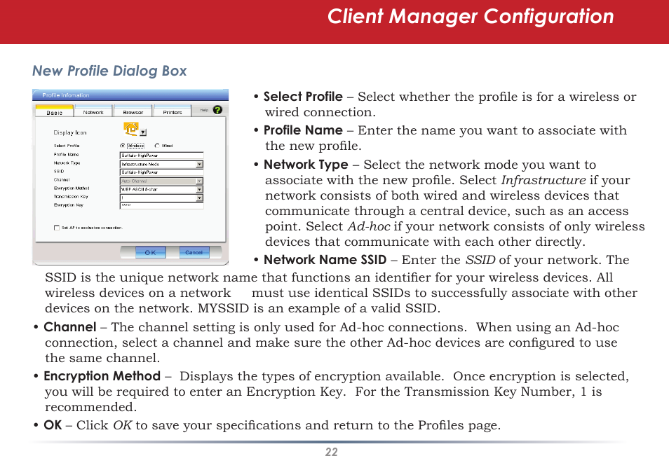 Client manager configuration | Buffalo Technology AirStation WLI-U2-AG108HP User Manual | Page 22 / 53