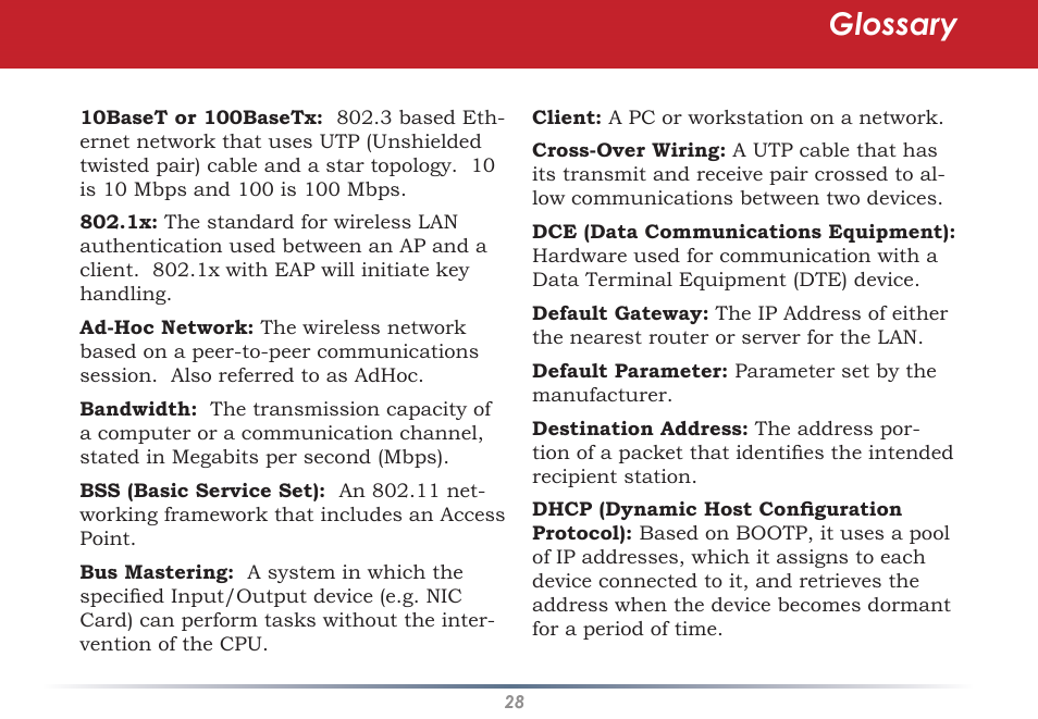 Glossary | Buffalo Technology AirStation WLI-U2-AG108HP User Manual | Page 28 / 53