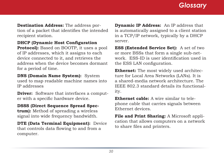 Glossary | Buffalo Technology AirStation WLI-U2-AG108HP User Manual | Page 30 / 53