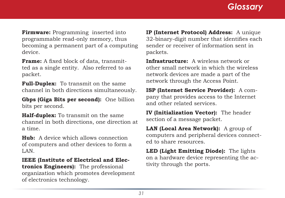 Glossary | Buffalo Technology AirStation WLI-U2-AG108HP User Manual | Page 31 / 53