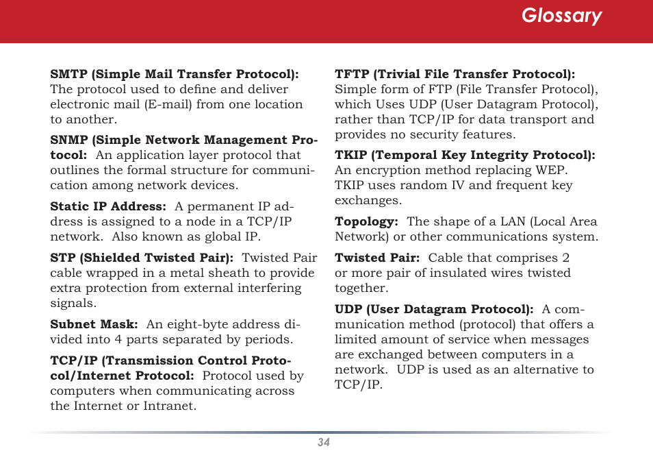 Glossary | Buffalo Technology AirStation WLI-U2-AG108HP User Manual | Page 34 / 53