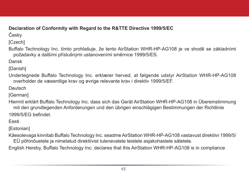 Buffalo Technology AirStation WLI-U2-AG108HP User Manual | Page 45 / 53