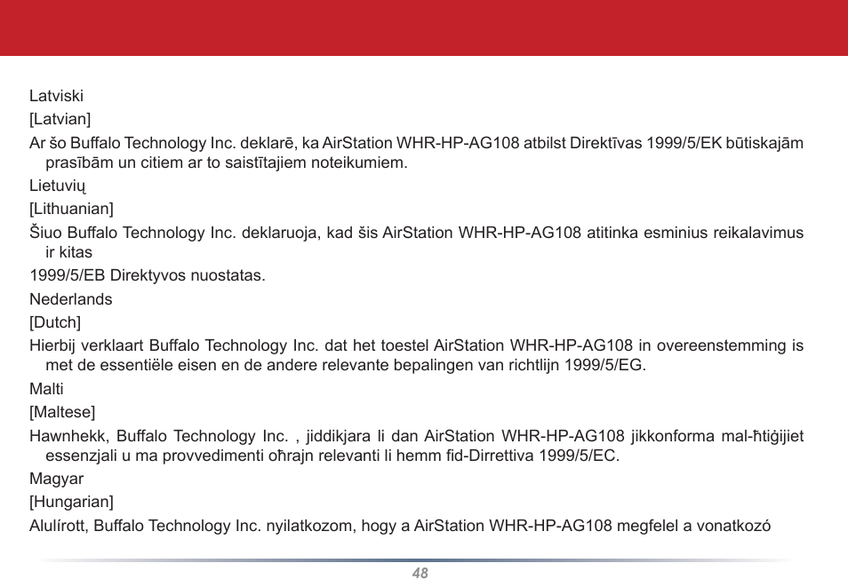 Buffalo Technology AirStation WLI-U2-AG108HP User Manual | Page 48 / 53