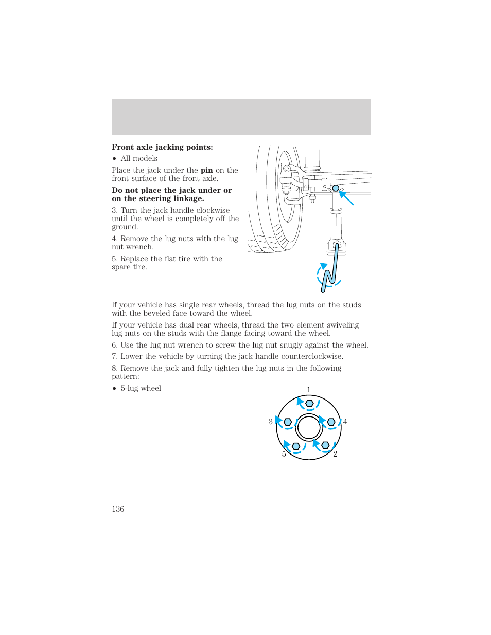 Roadside emergencies | FORD 2001 E-450 User Manual | Page 136 / 224