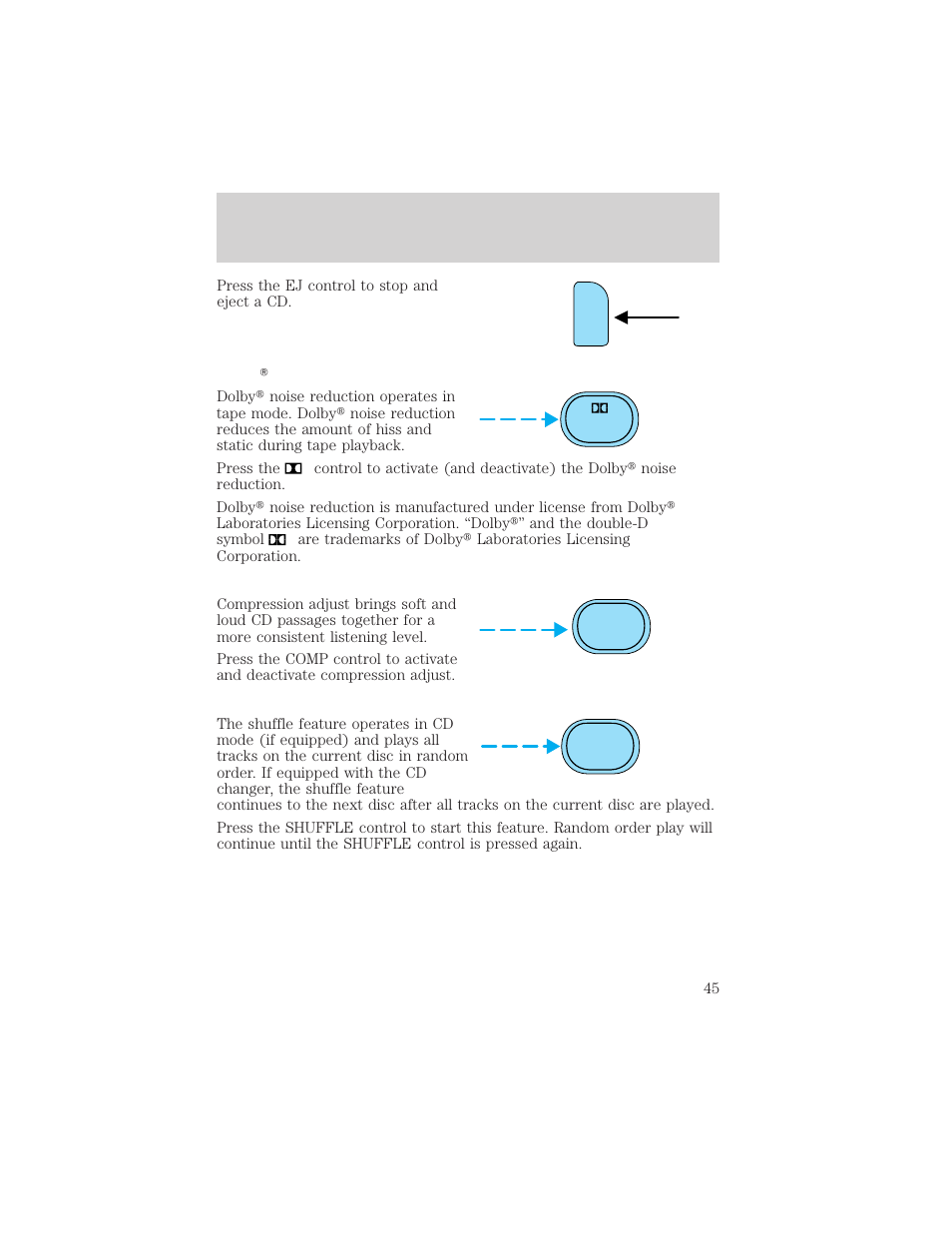 Controls and features | FORD 2001 E-450 User Manual | Page 45 / 224