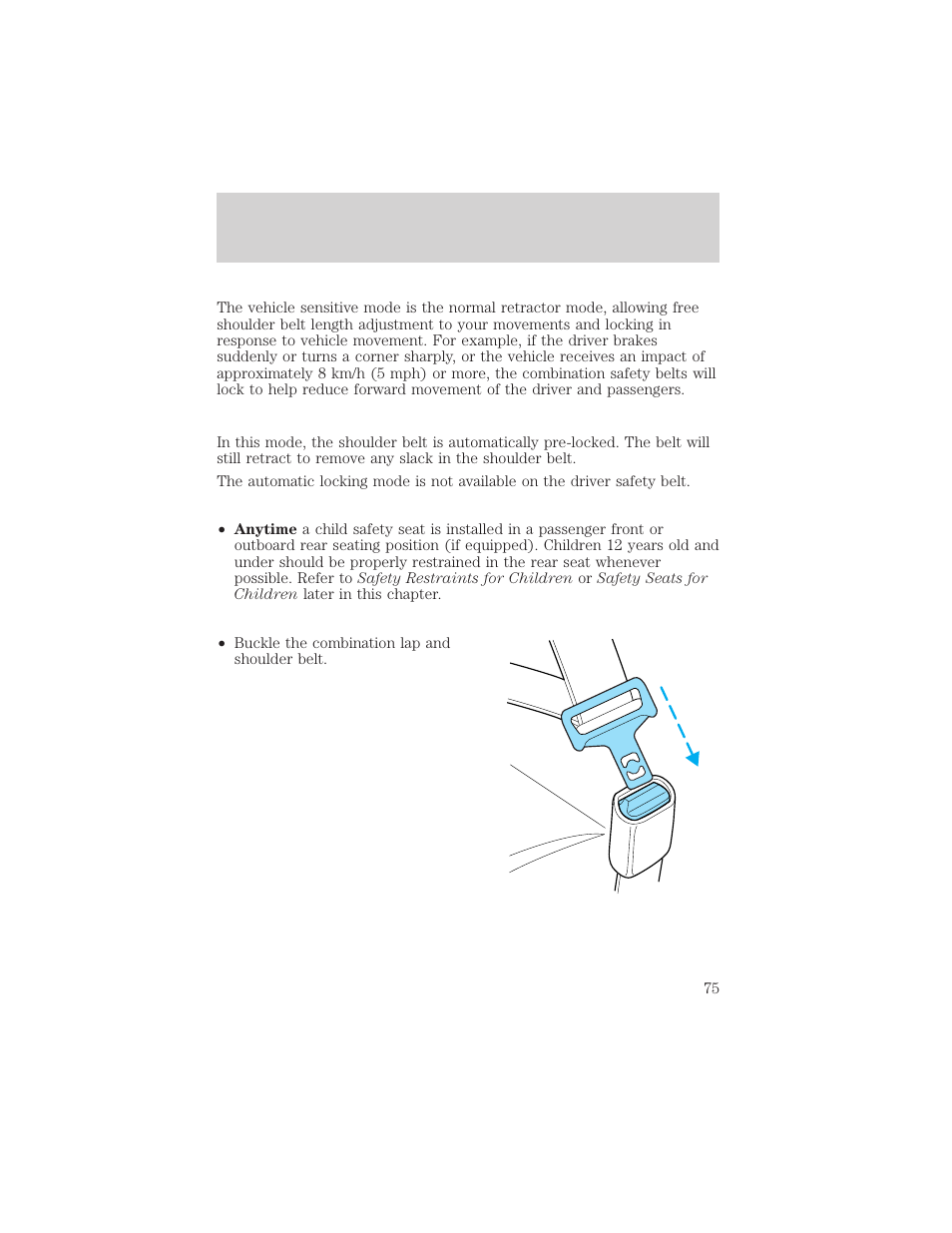 Seating and safety restraints | FORD 2001 E-450 User Manual | Page 75 / 224