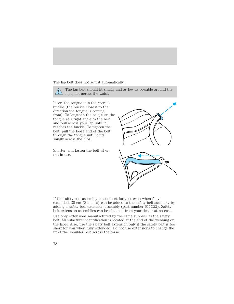 Seating and safety restraints | FORD 2001 E-450 User Manual | Page 78 / 224